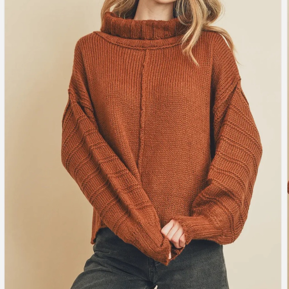 Dress Forum NWT Women's Rust Cowl Neck Sweater - Large